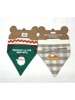 Mud Pie Reversible Pet Dog Bandana Halloween Thanksgiving Christmas Set of 2